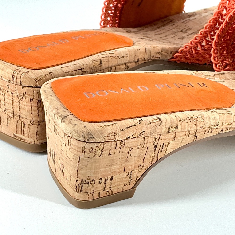 Donald Pliner Size 8.5 Orange Woven Cork Slide Sandals Heels NEW CLODIE $158 - Picture 16 of 16